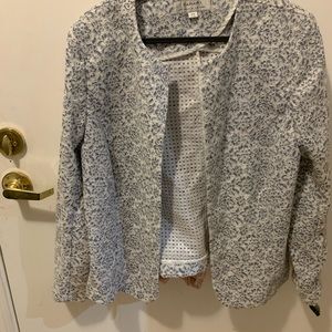 Nvr Worn Tahari navy&white lace  3/4 sleeve 14w open front jacket.